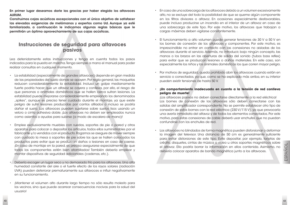 Instrucciones de seguridad para altavoces pasivos | Quadral AURUM VIII User Manual | Page 22 / 29