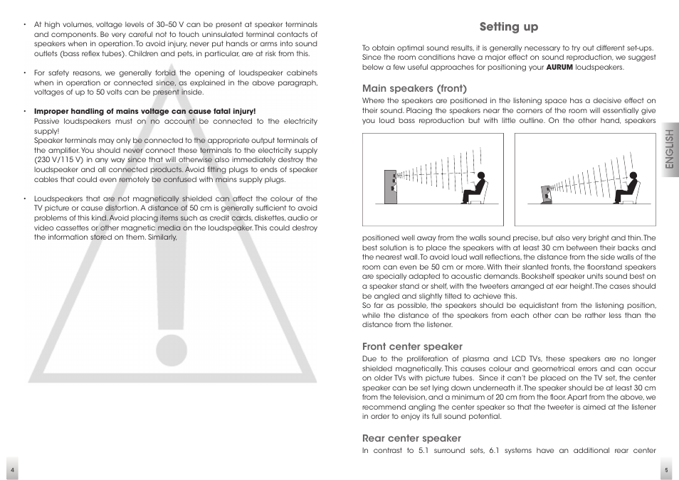 Setting up | Quadral AURUM VIII User Manual | Page 3 / 29