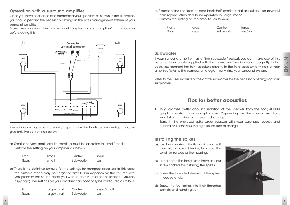 Tips for better acoustics | Quadral AURUM VIII User Manual | Page 5 / 29