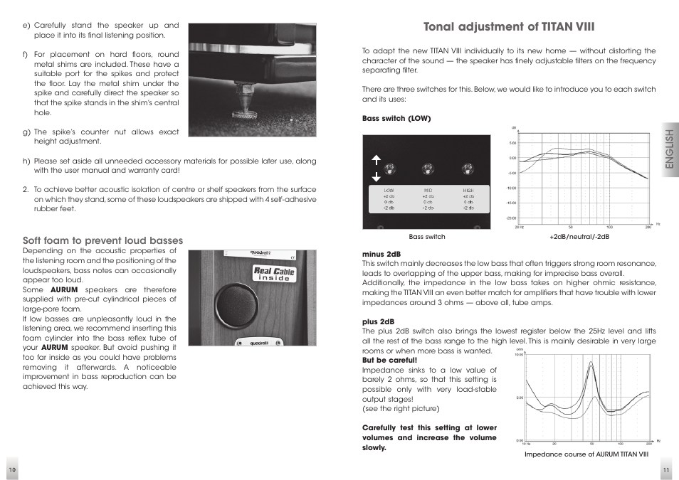 Tonal adjustment of titan viii | Quadral AURUM VIII User Manual | Page 6 / 29