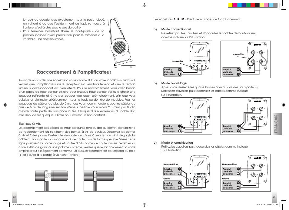 Raccordement à l’amplificateur | Quadral AURUM VII User Manual | Page 13 / 21