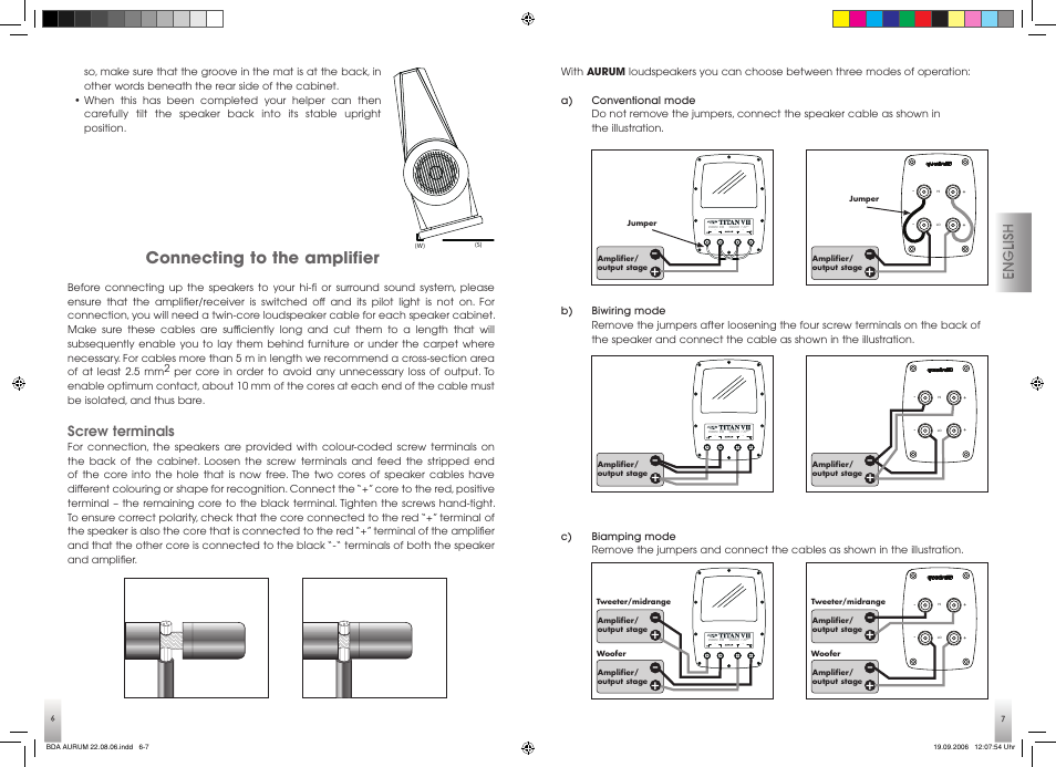 Connecting to the amplifier | Quadral AURUM VII User Manual | Page 4 / 21