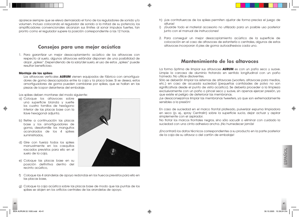 Consejos para una mejor acústica, Mantenimiento de los altavoces | Quadral AURUM 170 User Manual | Page 21 / 23