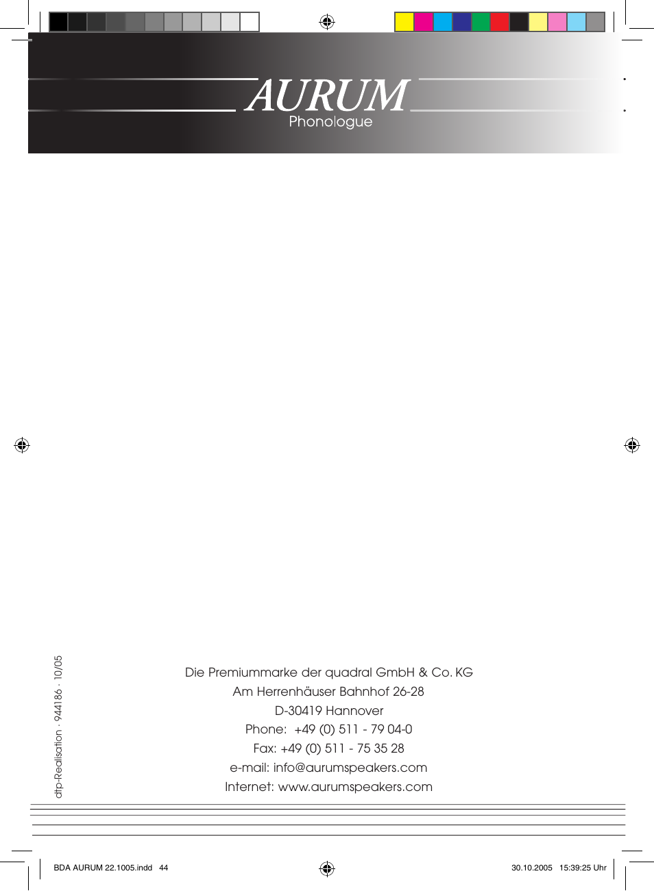 Quadral AURUM 170 User Manual | Page 23 / 23