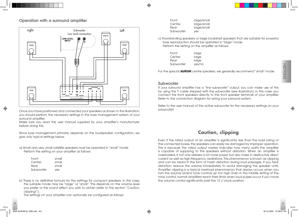 Caution, clipping | Quadral AURUM 170 User Manual | Page 5 / 23