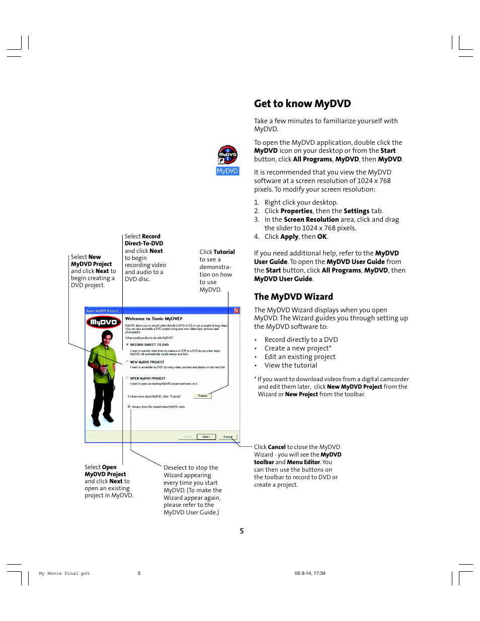 Get to know mydvd, The mydvd wizard | Compaq 6010AP User Manual | Page 5 / 16