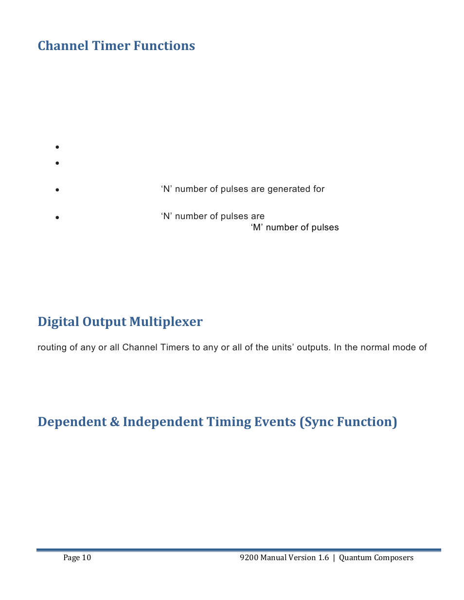 Hannel, Imer, Unctions | Igital, Utput, Ultiplexer, Ependent, Ndependent, Iming, Vents | Quantum Composers 9200 Series User Manual | Page 10 / 58