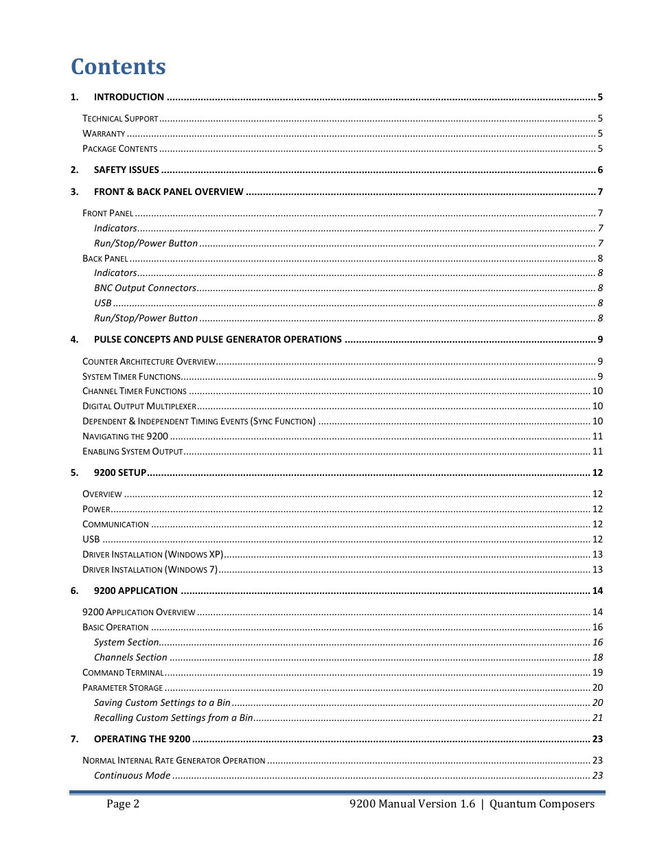 Quantum Composers 9200 Series User Manual | Page 2 / 58
