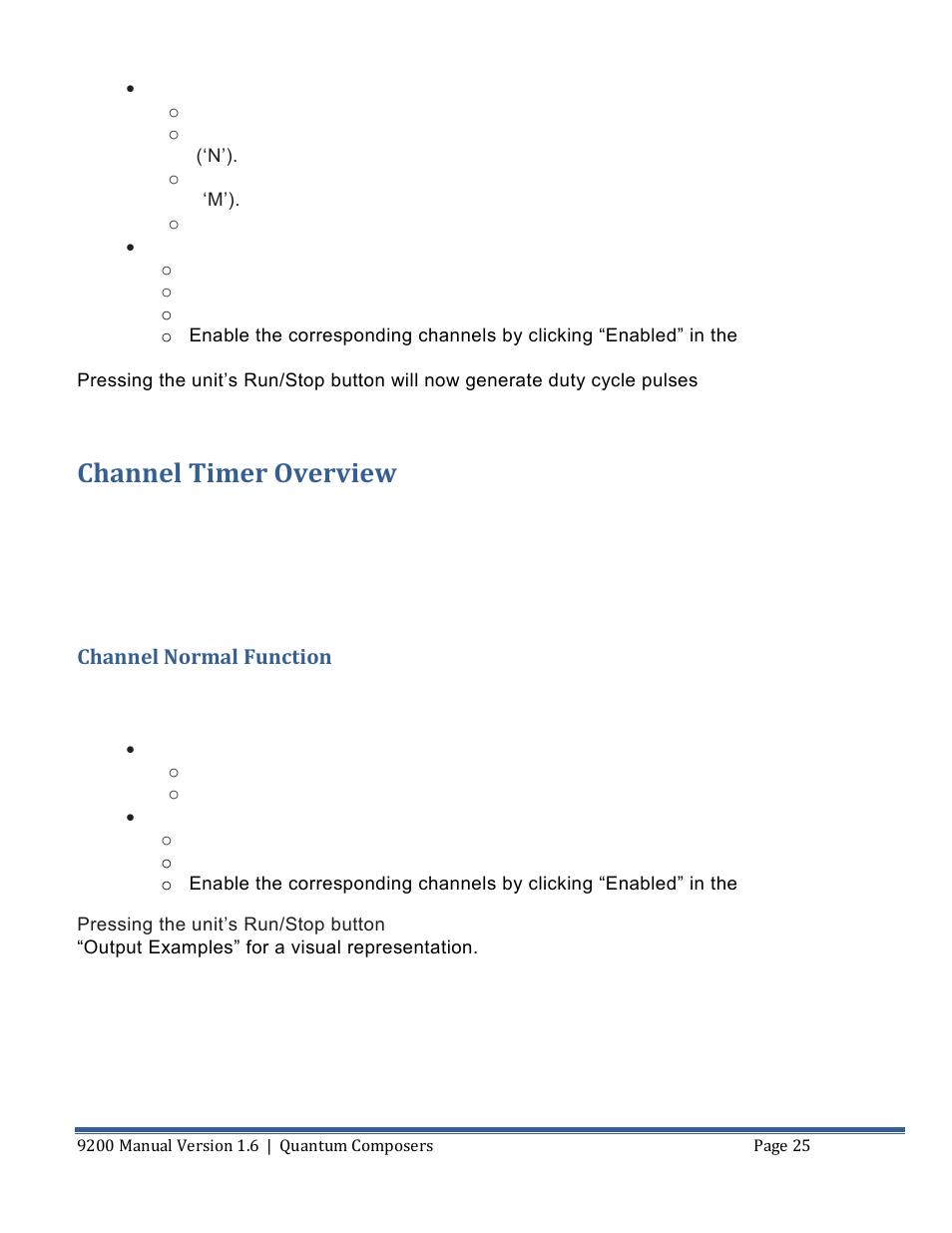 Hannel, Imer, Verview | Channel normal function, Channel timer overview | Quantum Composers 9200 Series User Manual | Page 25 / 58