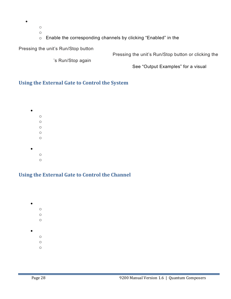 Using the external gate to control the system, Using the external gate to control the channel | Quantum Composers 9200 Series User Manual | Page 28 / 58
