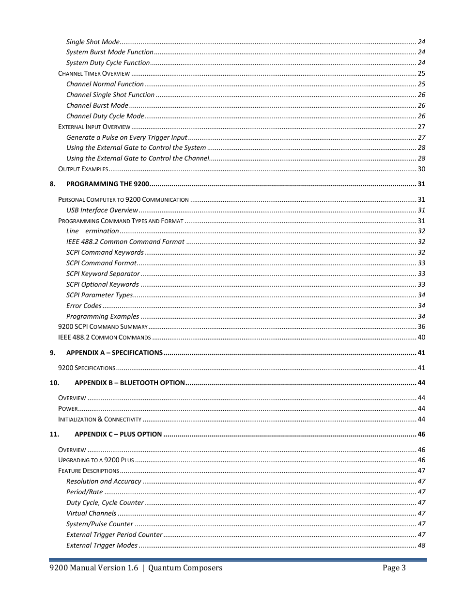 Quantum Composers 9200 Series User Manual | Page 3 / 58