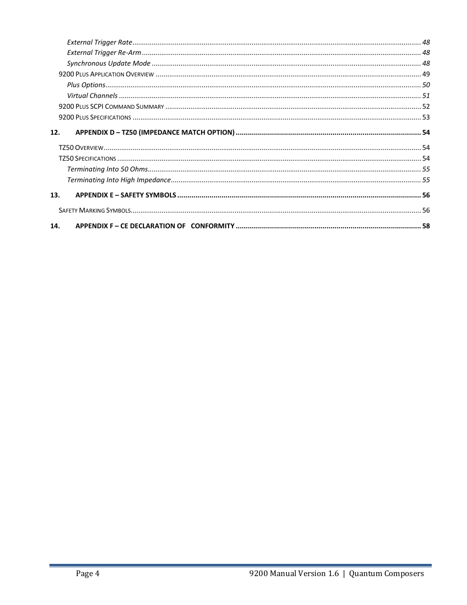 Quantum Composers 9200 Series User Manual | Page 4 / 58
