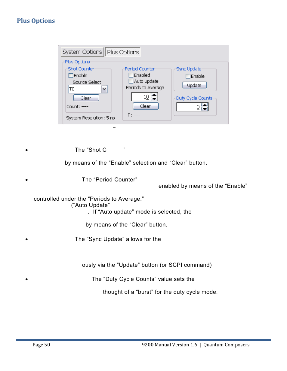 Plus options | Quantum Composers 9200 Series User Manual | Page 50 / 58