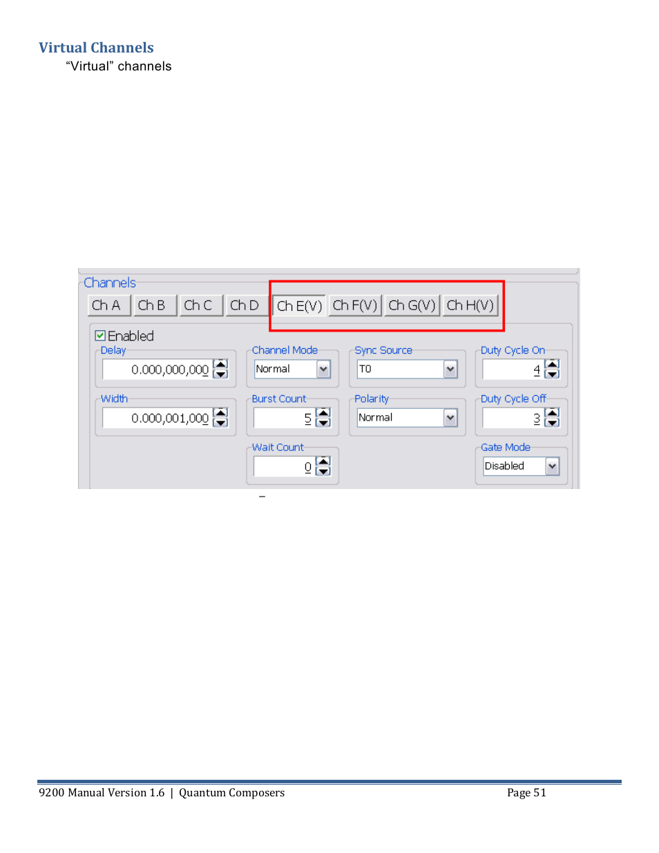 Virtual channels | Quantum Composers 9200 Series User Manual | Page 51 / 58