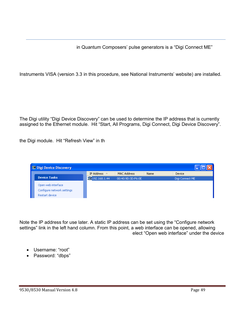 Appendix d - ethernet connectivity, Etermining, Address | Ethernet connectivity, Appendix d | Quantum Composers 9530 Series User Manual | Page 49 / 71