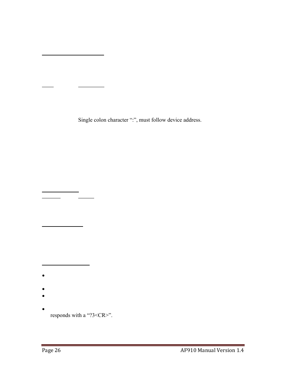 Command set, Ommand | Quantum Composers AF910 User Manual | Page 26 / 39