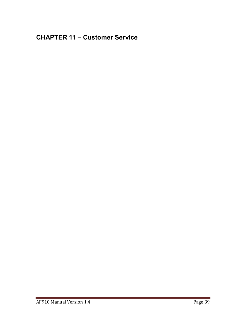 Chapter 11 – customer service, Warranty, Feedback | Arranty, Eedback | Quantum Composers AF910 User Manual | Page 39 / 39