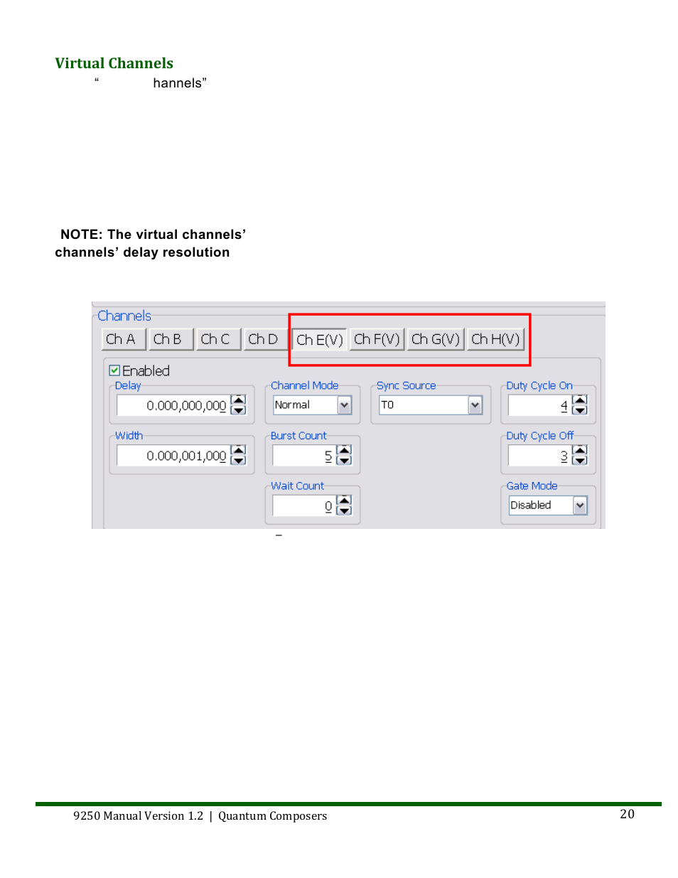 Virtual channels | Quantum Composers 9250 Series User Manual | Page 20 / 51