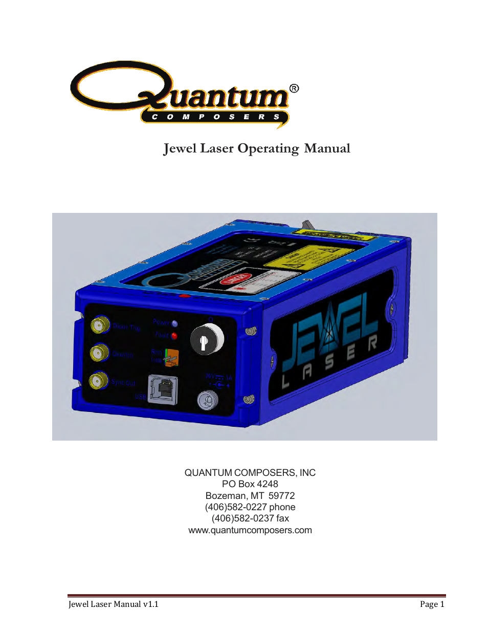 Quantum Composers Jewel Laser User Manual | 32 pages