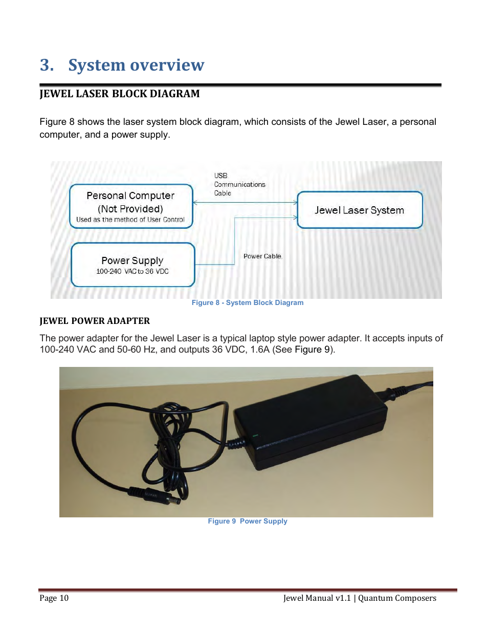 System overview, Jewel, Laser | Lock, Iagram, Jewel power adapter | Quantum Composers Jewel Laser User Manual | Page 10 / 32
