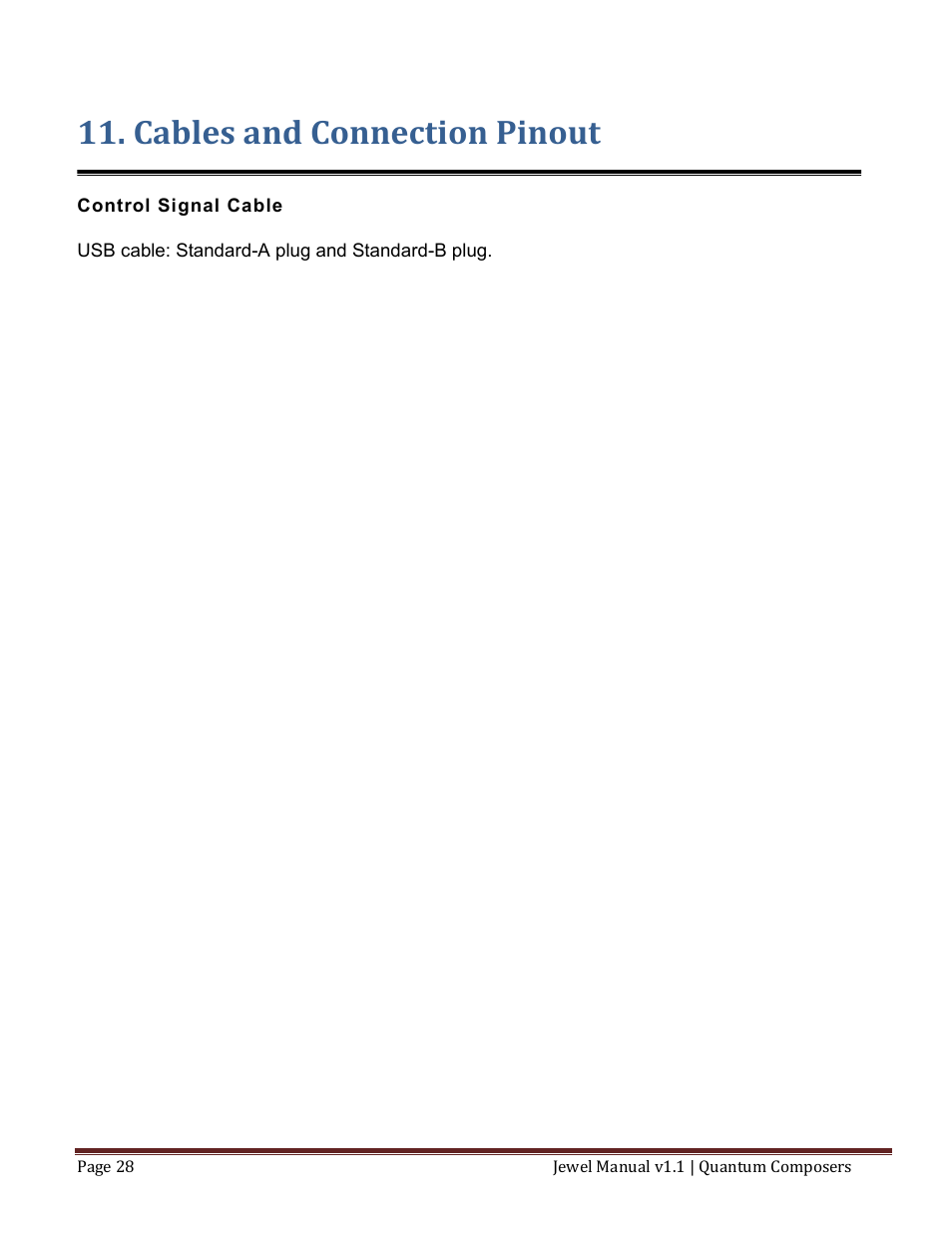 Cables and connection pinout | Quantum Composers Jewel Laser User Manual | Page 28 / 32