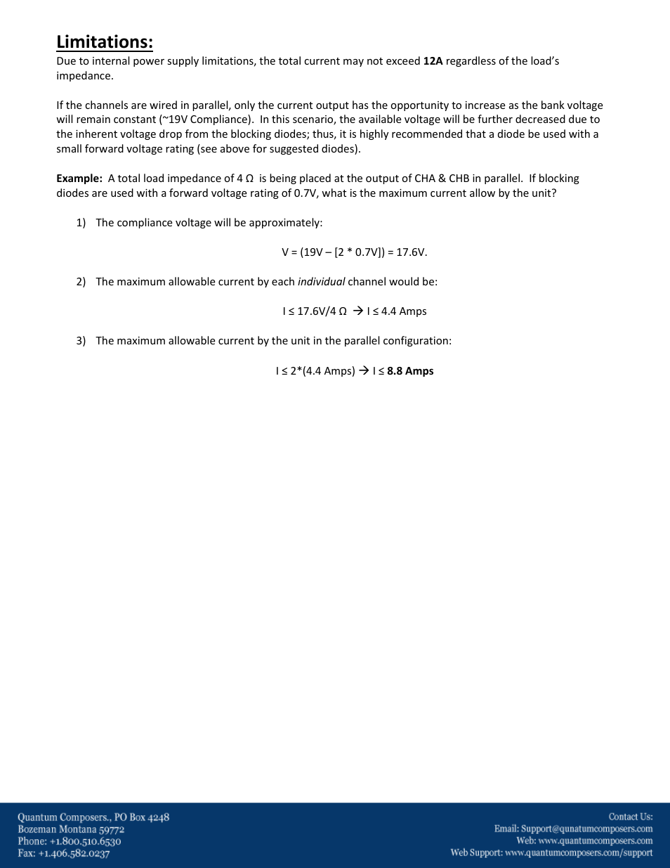 Limitations | Quantum Composers 9732 Parallel Configuration User Manual | Page 3 / 6