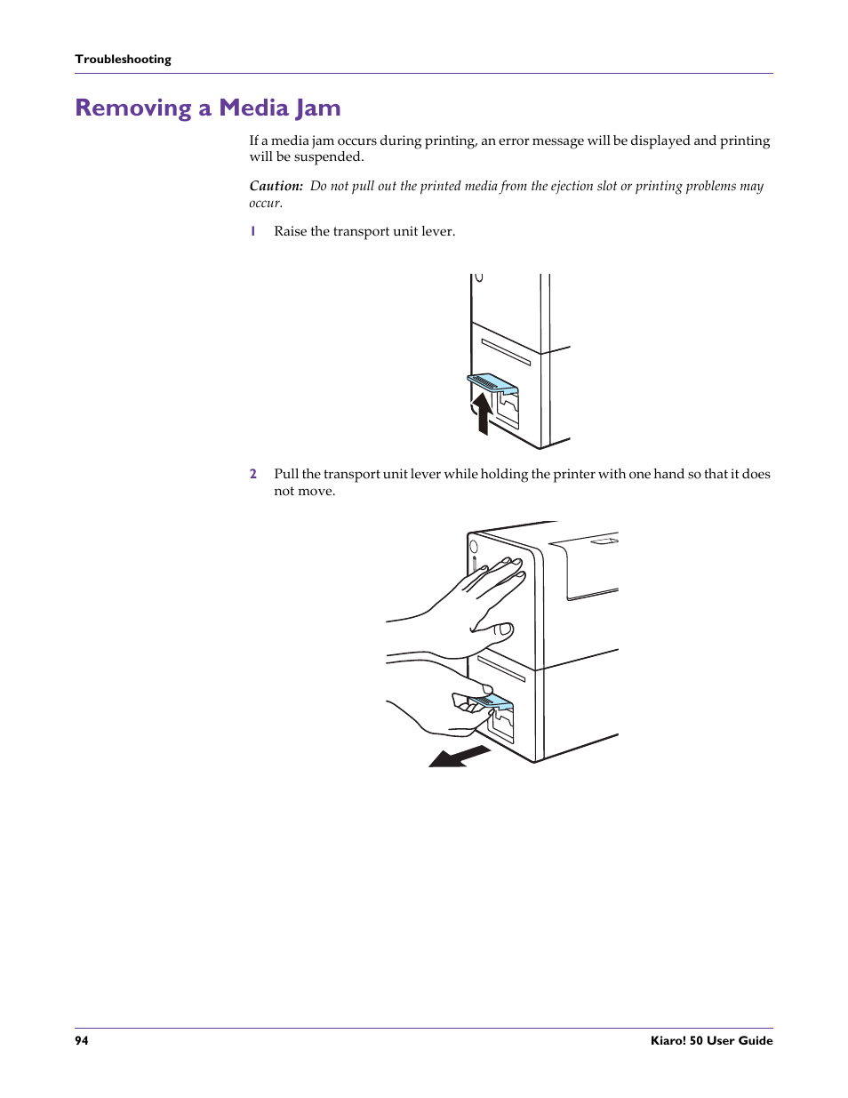 Removing a media jam | QuickLabel 50 Kiaro! User Manual | Page 110 / 136