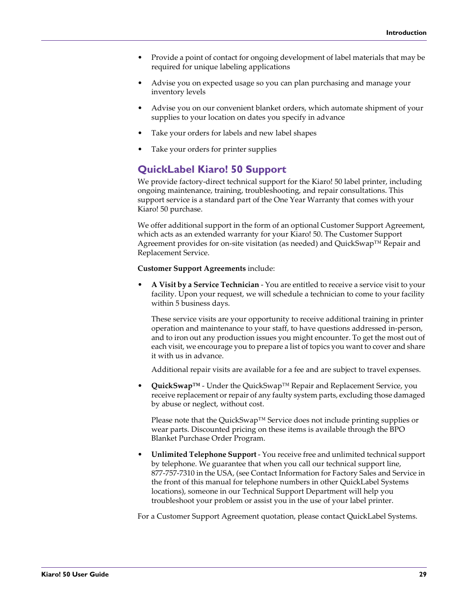 Quicklabel kiaro! 50 support | QuickLabel 50 Kiaro! User Manual | Page 45 / 136
