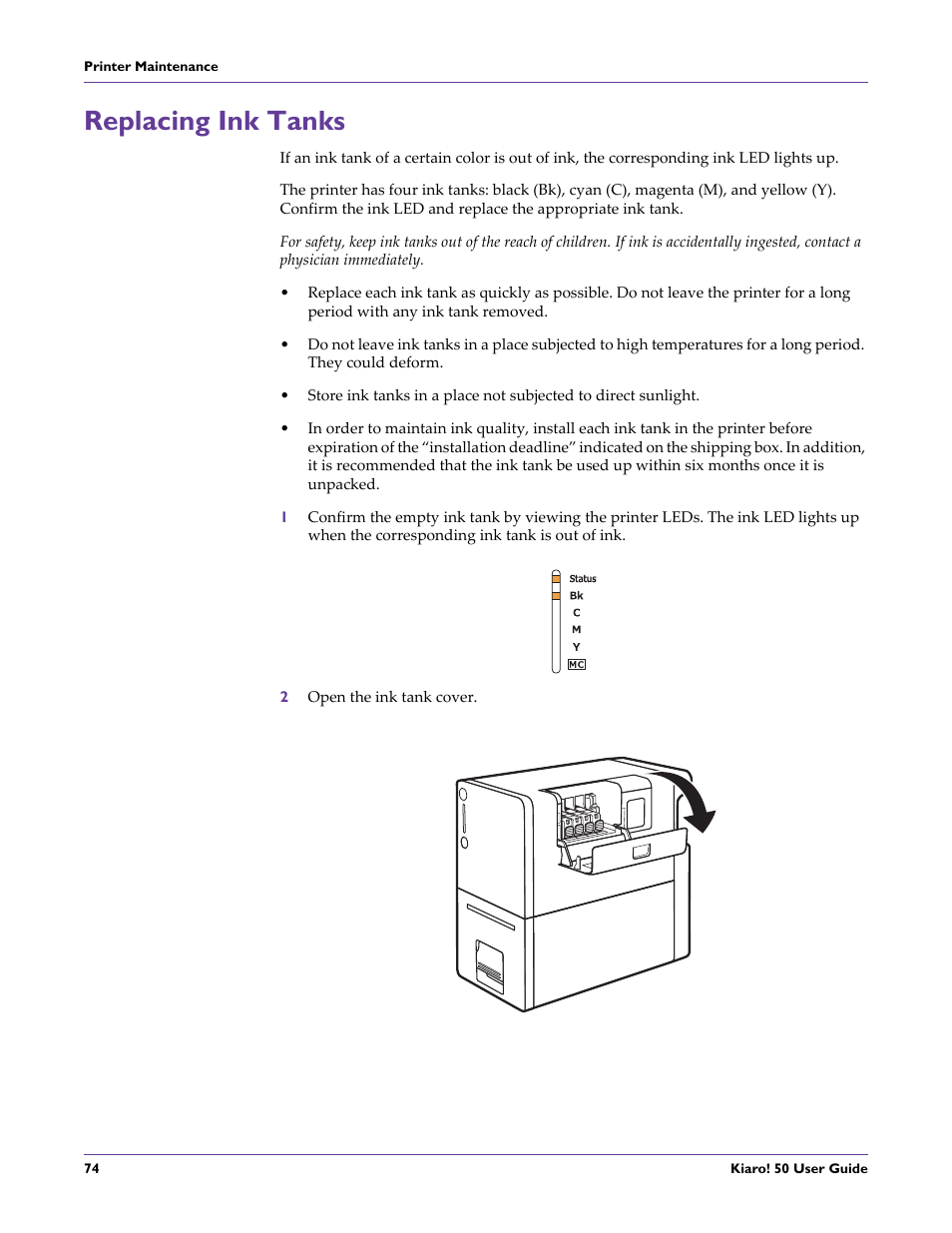 Replacing ink tanks | QuickLabel 50 Kiaro! User Manual | Page 90 / 136