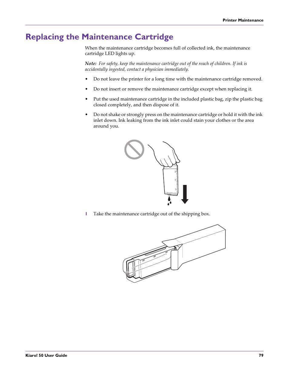 Replacing the maintenance cartridge | QuickLabel 50 Kiaro! User Manual | Page 95 / 136