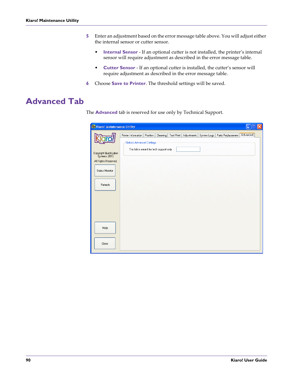 Advanced tab | QuickLabel Kiaro! User Manual | Page 106 / 166