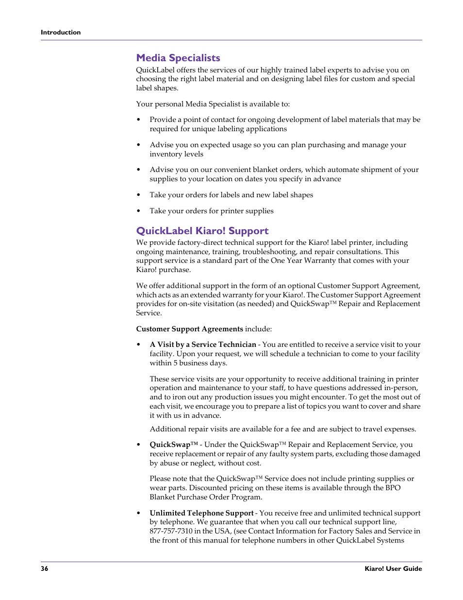 Media specialists, Quicklabel kiaro! support, Media specialists quicklabel kiaro! support | QuickLabel Kiaro! User Manual | Page 52 / 166