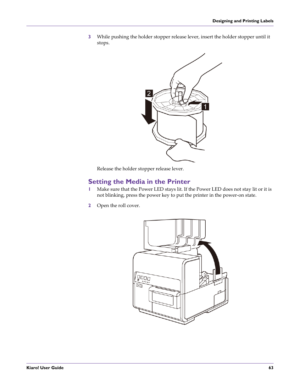 Setting the media in the printer | QuickLabel Kiaro! User Manual | Page 79 / 166