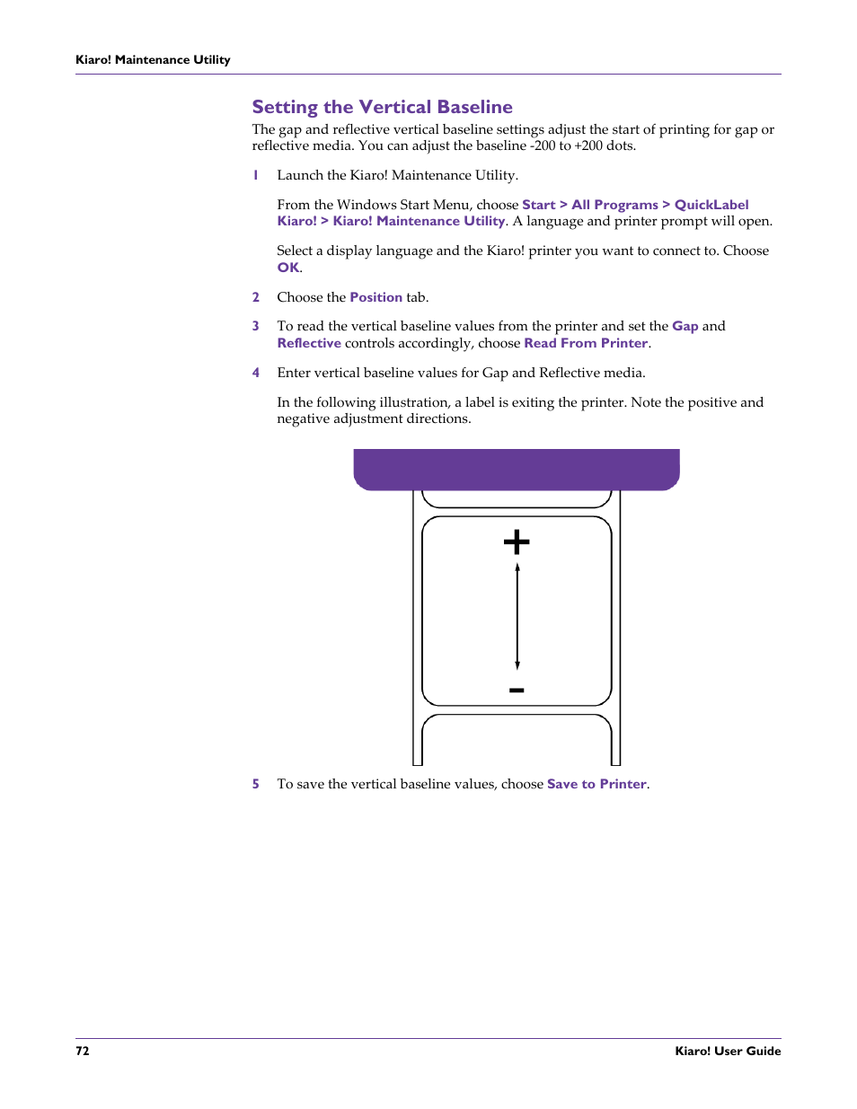 Setting the vertical baseline | QuickLabel Kiaro! User Manual | Page 88 / 166