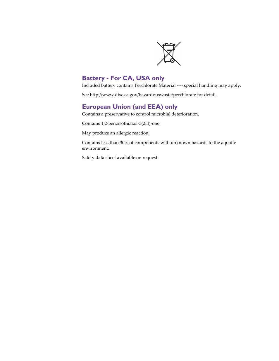 Battery - for ca, usa only, European union (and eea) only | QuickLabel Kiaro! User Manual | Page 9 / 166