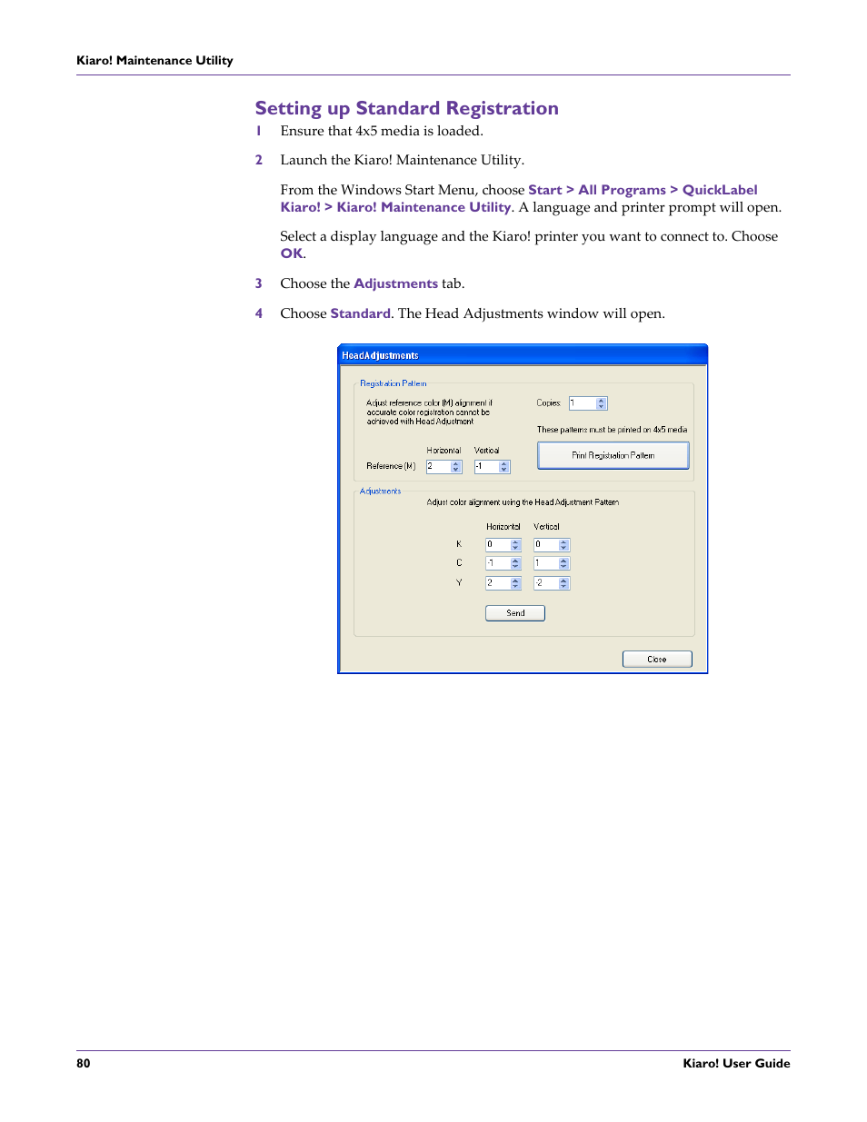Setting up standard registration | QuickLabel Kiaro! User Manual | Page 96 / 166