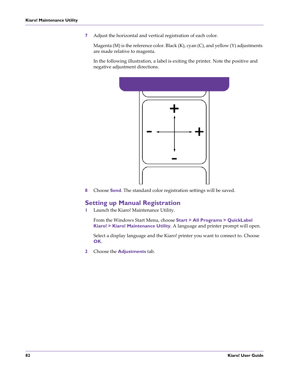 Setting up manual registration | QuickLabel Kiaro! User Manual | Page 98 / 166