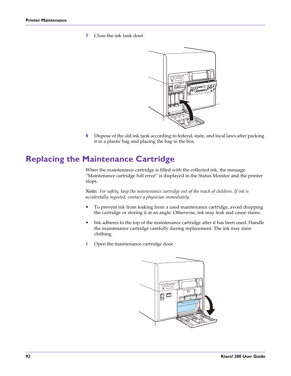 Replacing the maintenance cartridge | QuickLabel 200 Kiaro! User Manual | Page 106 / 150