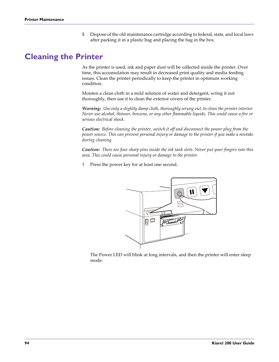 Cleaning the printer | QuickLabel 200 Kiaro! User Manual | Page 108 / 150