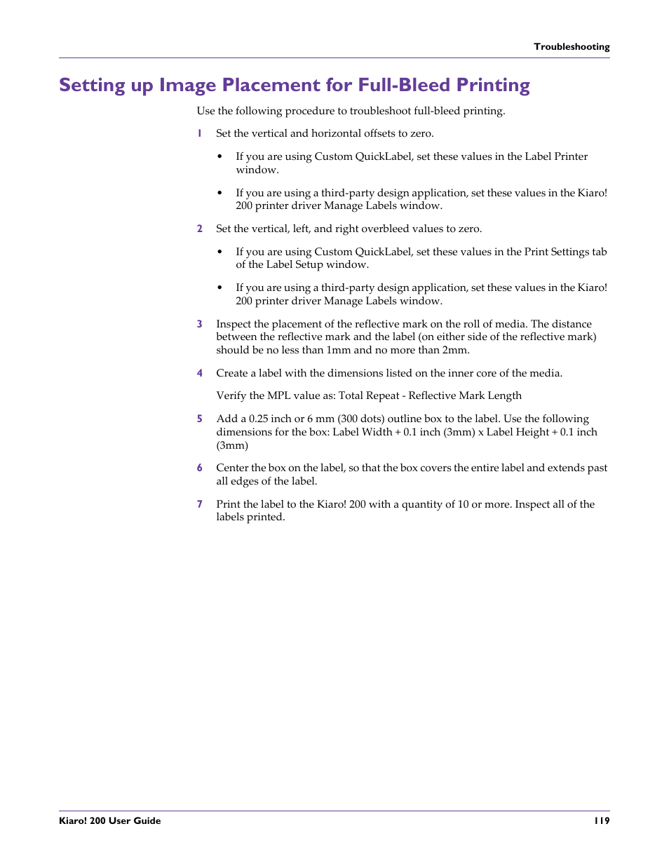 Setting up image placement for full-bleed printing | QuickLabel 200 Kiaro! User Manual | Page 133 / 150