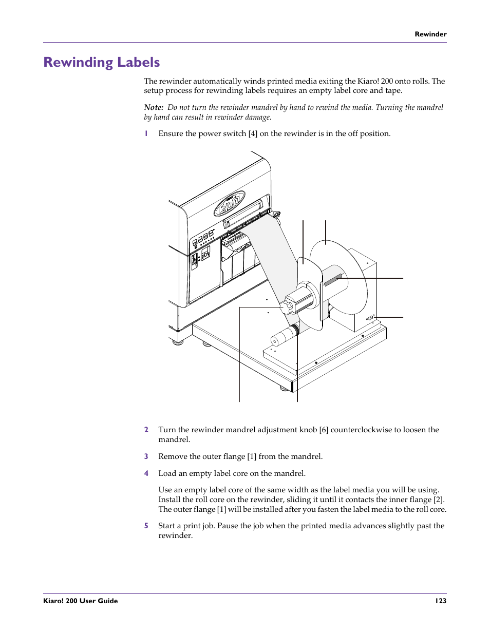 Rewinding labels | QuickLabel 200 Kiaro! User Manual | Page 137 / 150