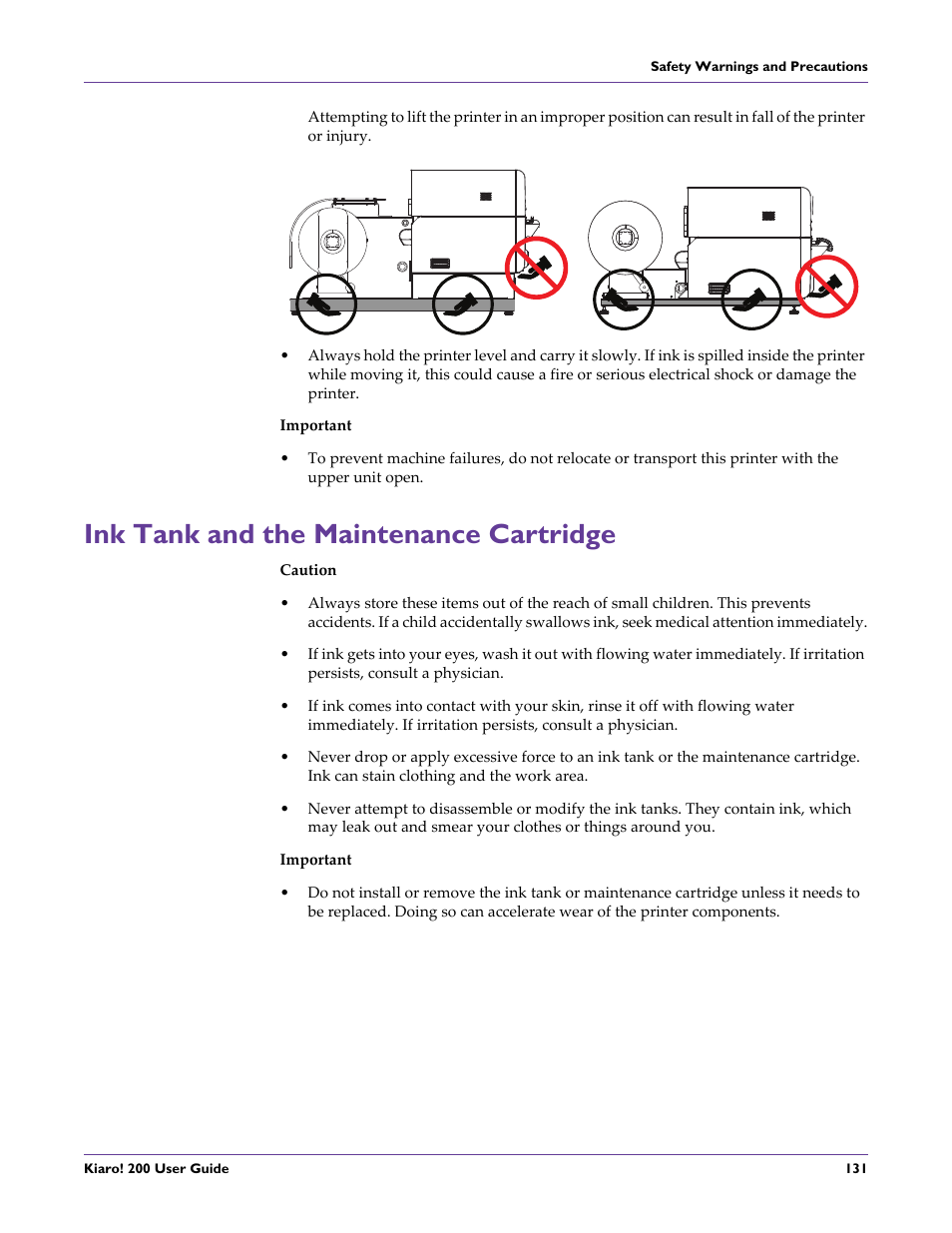 Ink tank and the maintenance cartridge | QuickLabel 200 Kiaro! User Manual | Page 145 / 150