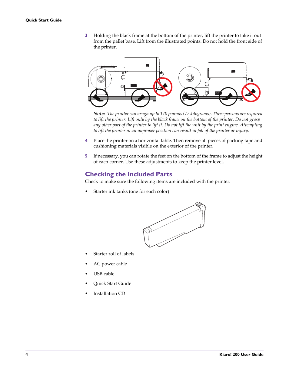 Checking the included parts | QuickLabel 200 Kiaro! User Manual | Page 18 / 150
