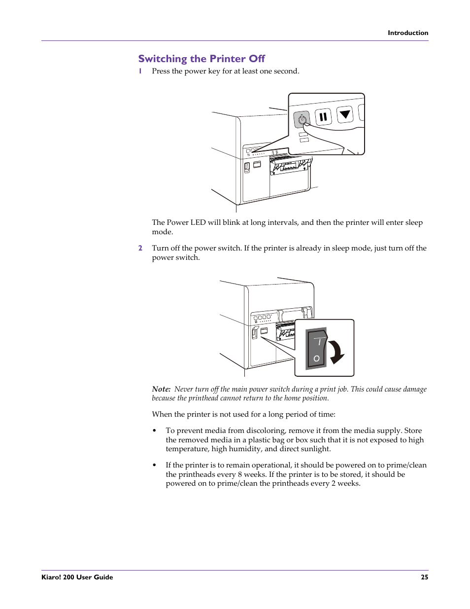 Switching the printer off | QuickLabel 200 Kiaro! User Manual | Page 39 / 150