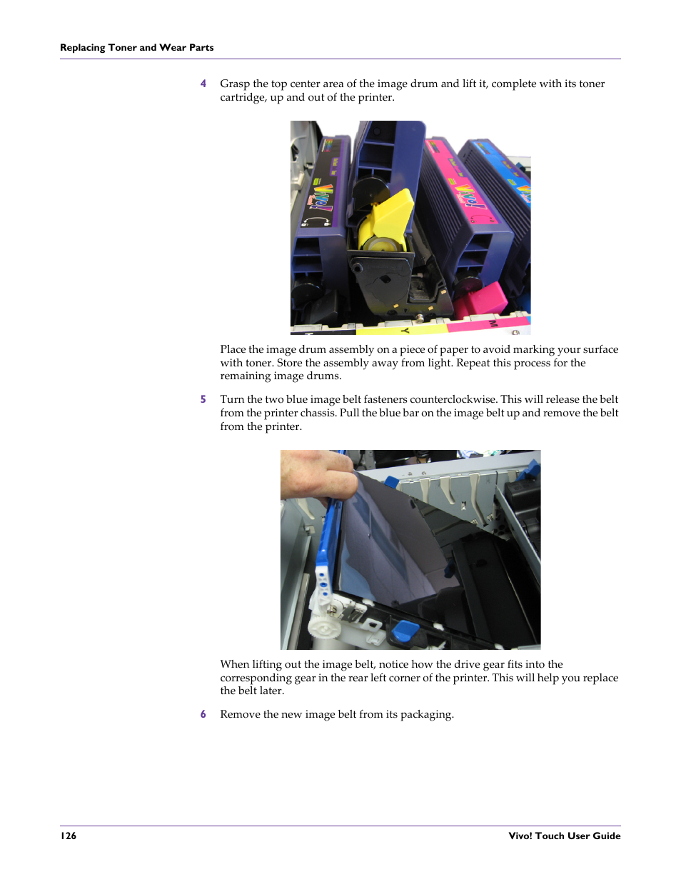 6 remove the new image belt from its packaging | QuickLabel Vivo! Touch User Manual | Page 140 / 165