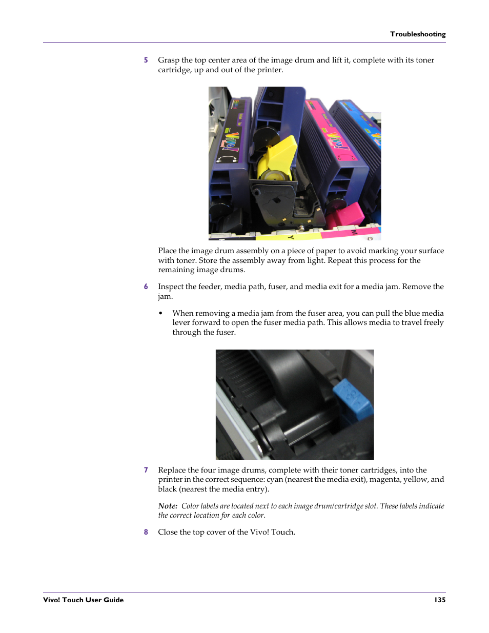 8 close the top cover of the vivo! touch | QuickLabel Vivo! Touch User Manual | Page 149 / 165
