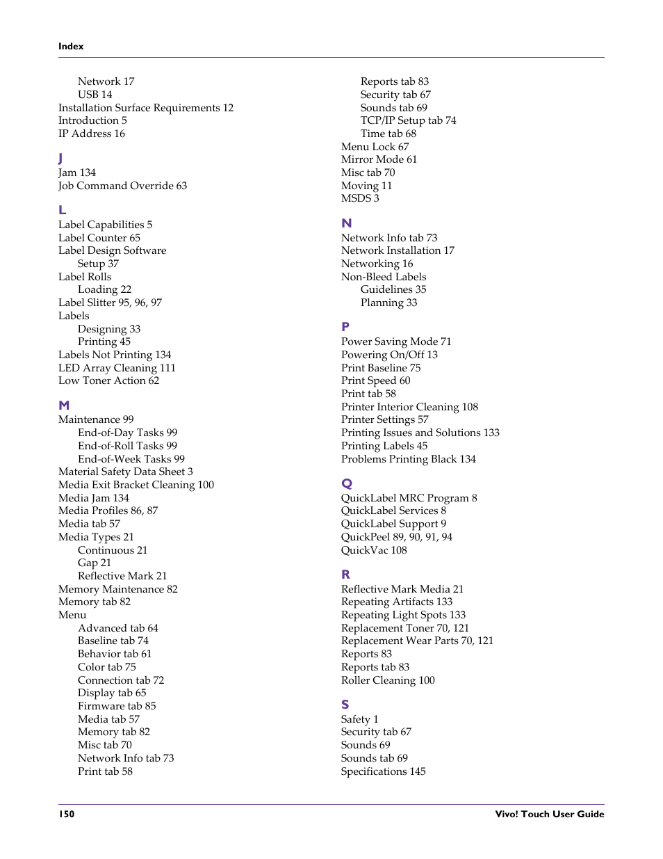 QuickLabel Vivo! Touch User Manual | Page 164 / 165