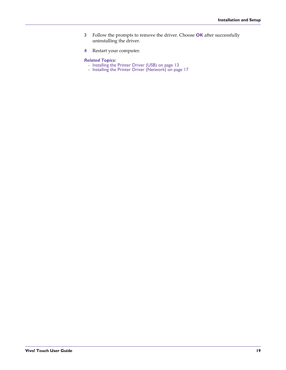 4 restart your computer, Related topics | QuickLabel Vivo! Touch User Manual | Page 33 / 165
