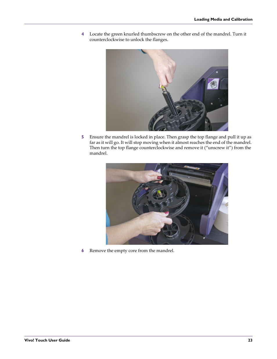 6 remove the empty core from the mandrel | QuickLabel Vivo! Touch User Manual | Page 37 / 165