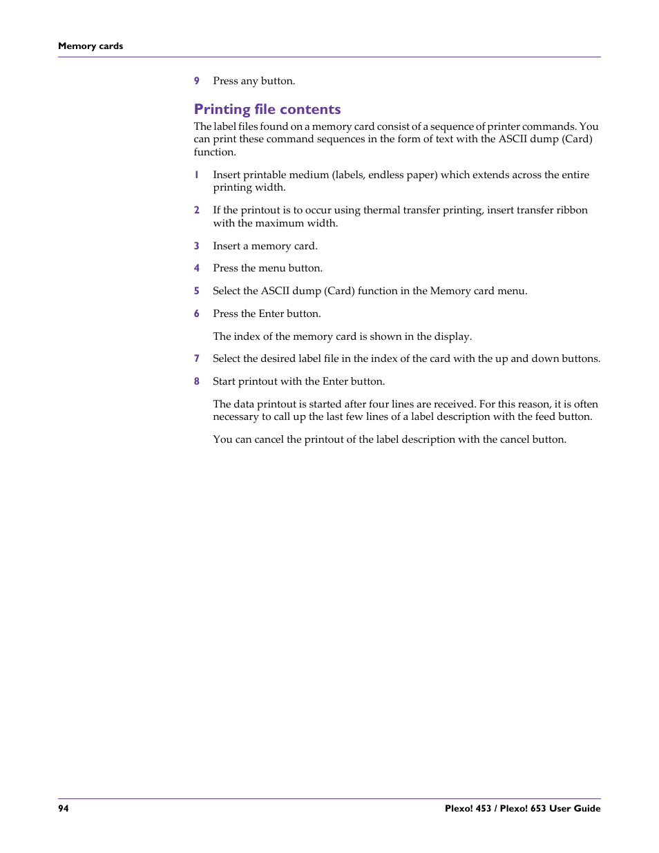Printing file contents | QuickLabel Plexo! 653 User Manual | Page 106 / 121